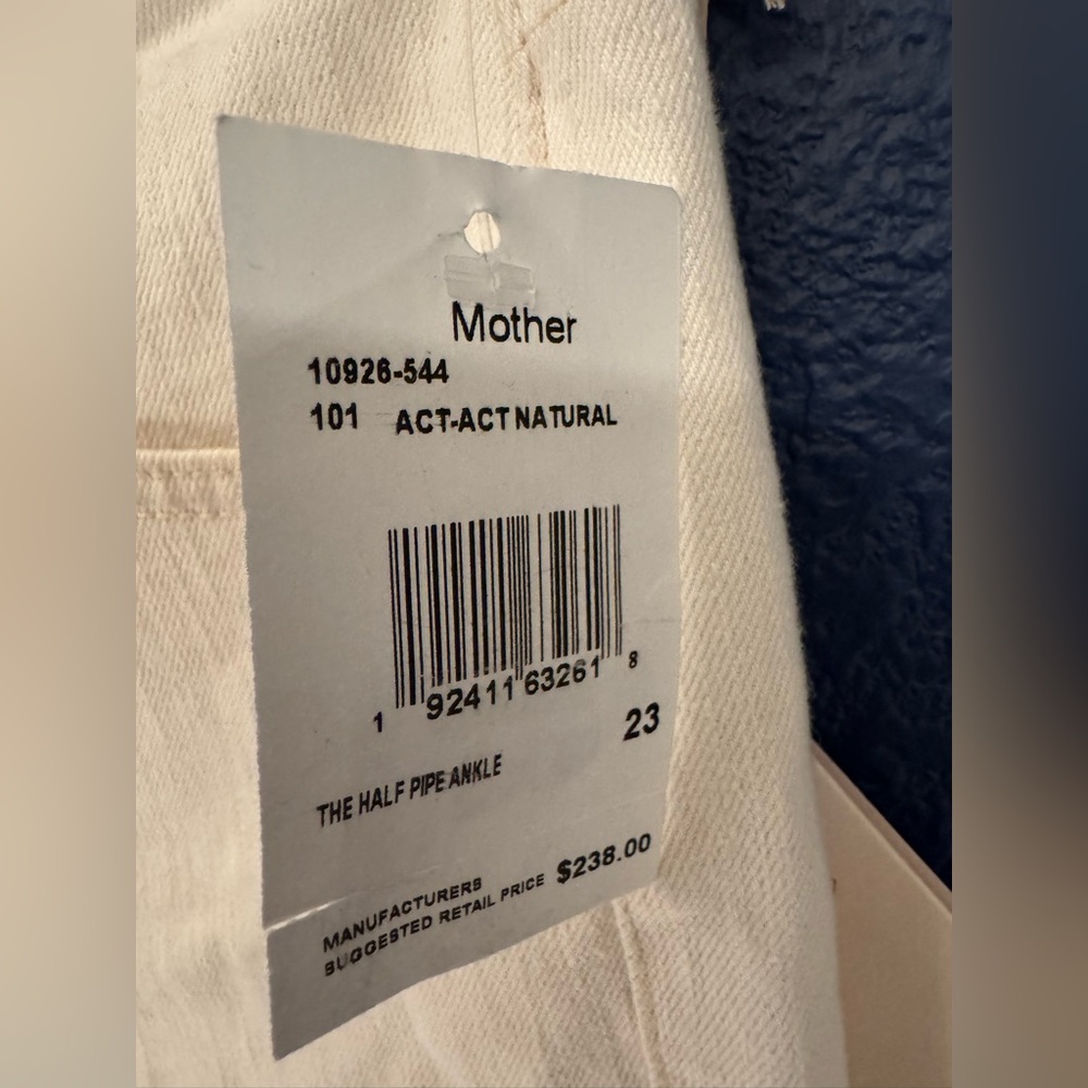 MOTHER High Waisted Rider Skimp Act Natural Women's Cream Cotton Jeans Size 23 - Picture 5 of 13